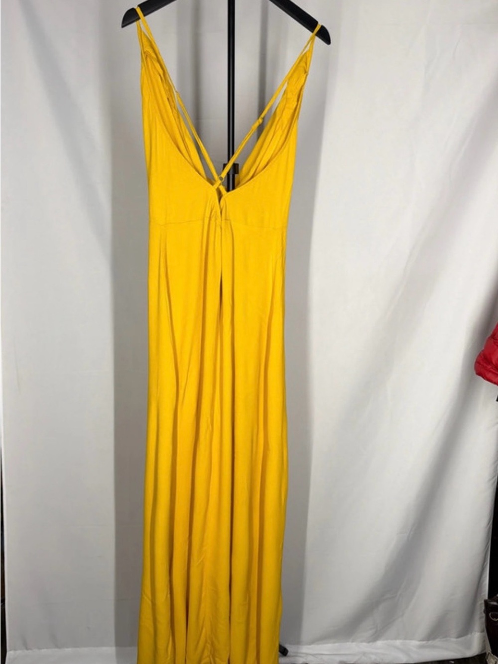 AFRM Yellow Backless Maxi Dress with Tie-Strap Detail